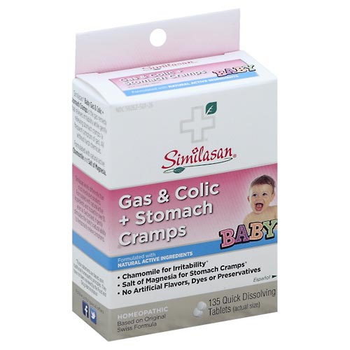 Image for Similasan Gas & Colic + Stomach Cramps, Quick Dissolving Tablets,135ea from Gloyer's Pharmacy