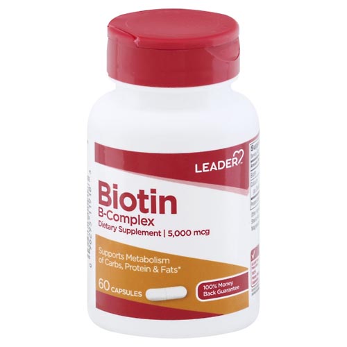 Image for Leader Biotin B-Complex, 5000 mcg, Capsules,60ea from Gloyer's Pharmacy
