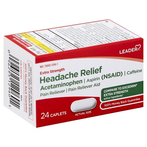 Image for Leader Headache Relief, Extra Strength, Caplets,24ea from Gloyer's Pharmacy