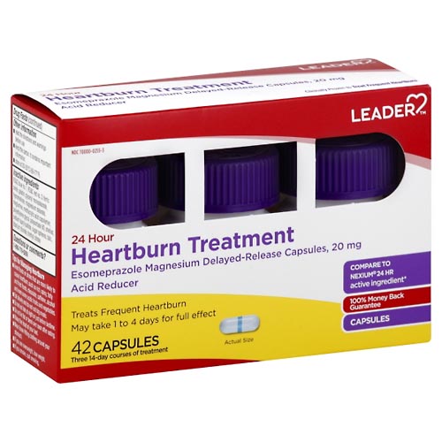 Image for Leader Heartburn Treatment, 24 Hour, Capsules,42ea from Gloyer's Pharmacy