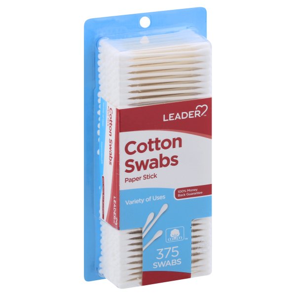 Image for Leader Cotton Swabs, Paper Stick,375ea from Gloyer's Pharmacy