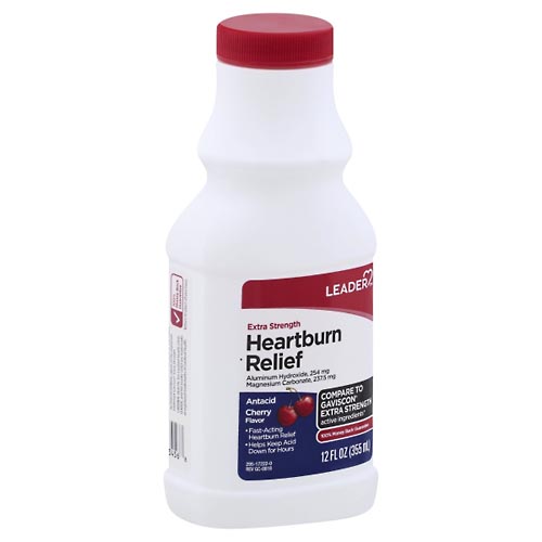 Image for Leader Heartburn Relief, Extra Strength, Cherry Flavor,12oz from Gloyer's Pharmacy