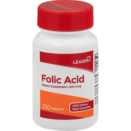 Image for Leader Folic Acid, 400 mcg, Tablets,250ea from Gloyer's Pharmacy
