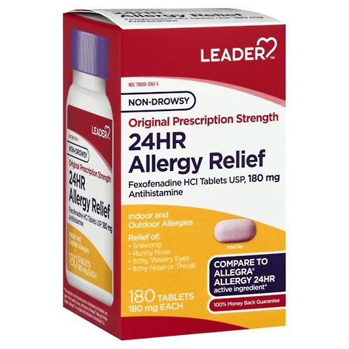 Image for Leader Allergy Relief, 24 Hr, 180 mg, Original Prescription Strength, Tablets,180ea from Gloyer's Pharmacy