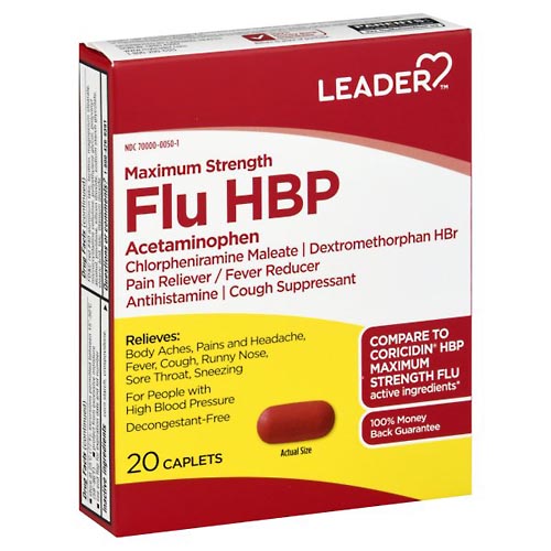 Image for Leader Flu HBP, Maximum Strength, Caplets,20ea from Gloyer's Pharmacy