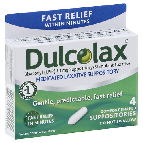 Image for Dulcolax Laxative Suppository, Medicated, Comfort Shaped,4ea from Gloyer's Pharmacy