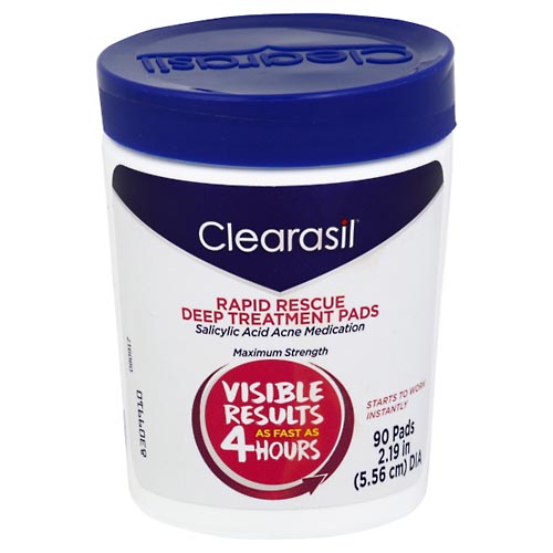 Image for Clearasil Deep Treatment Pads, Rapid Rescue, Maximum Strength,90ea from Gloyer's Pharmacy